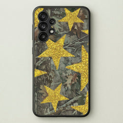Camo And Glitter Stars Pattern  - Clean Girl Aesthetic Phone Case for Galaxy A13