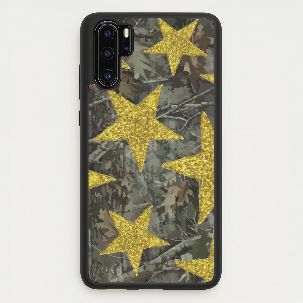 Camo And Glitter Stars Pattern  - Clean Girl Aesthetic Phone Case for Huawei P30 Pro