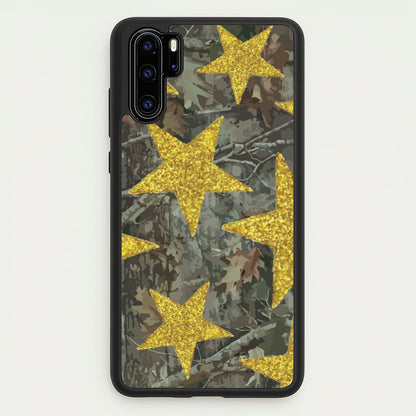 Camo And Glitter Stars Pattern  - Clean Girl Aesthetic Phone Case for Huawei P30 Pro
