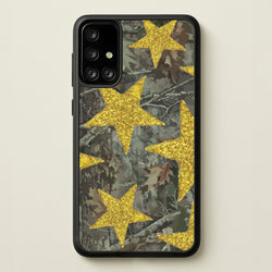 Camo And Glitter Stars Pattern  - Clean Girl Aesthetic Phone Case for Galaxy A71