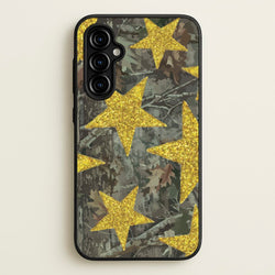 Camo And Glitter Stars Pattern  - Clean Girl Aesthetic Phone Case for Galaxy A54