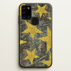 Camo And Glitter Stars Pattern  - Clean Girl Aesthetic Phone Case for Galaxy A21s