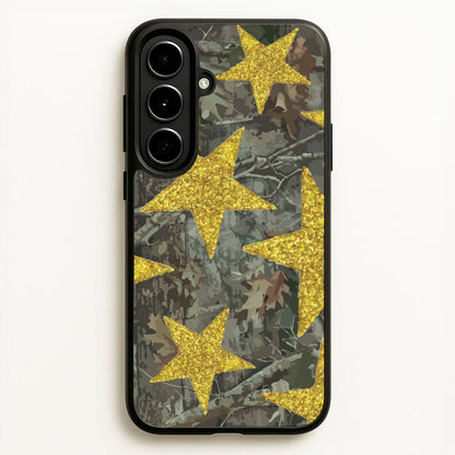 Camo And Glitter Stars Pattern  - Clean Girl Aesthetic Phone Case for Galaxy A56