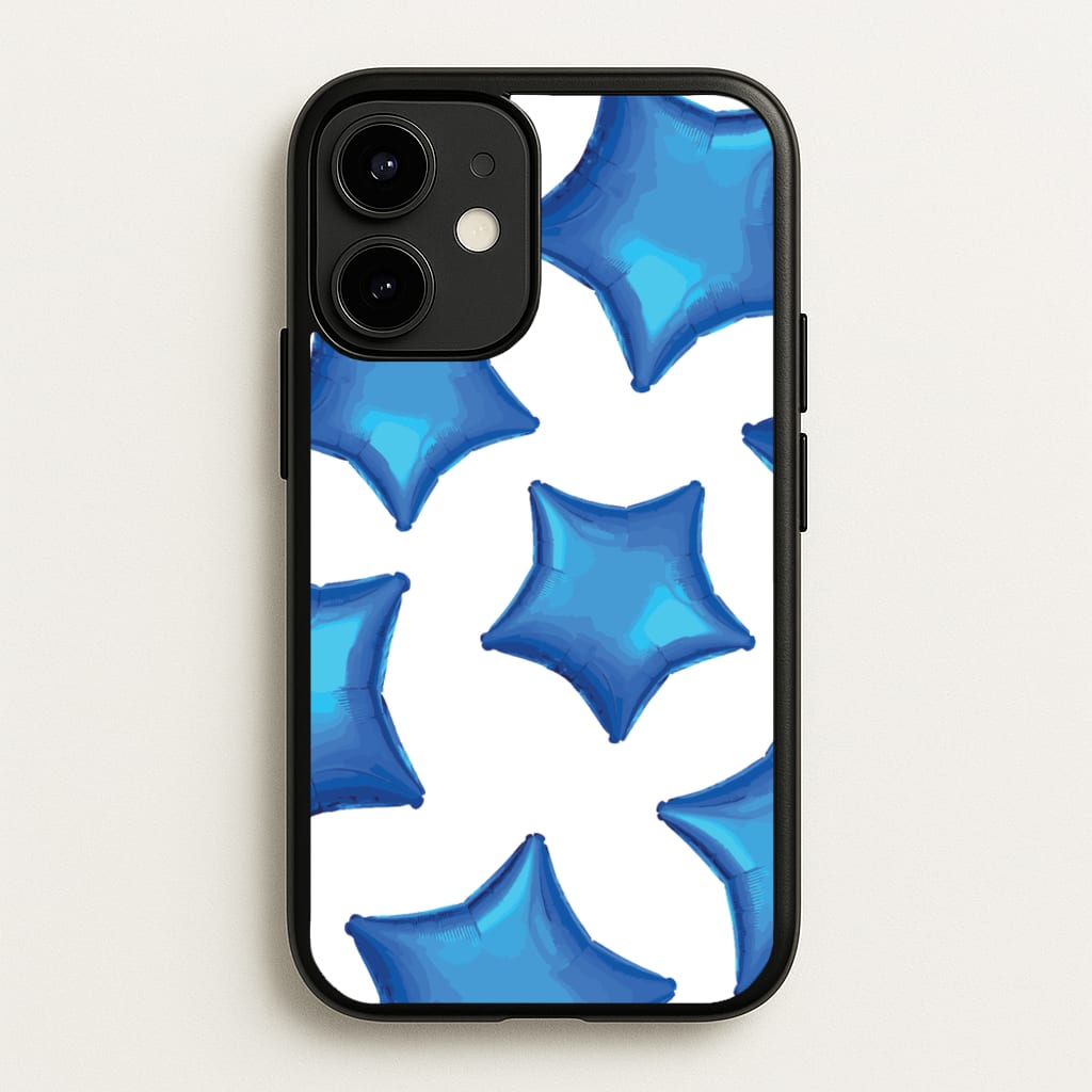 Blue Star Balloons Pattern  - Clean Girl Aesthetic Phone Case for iPhone 12 / 12 Pro