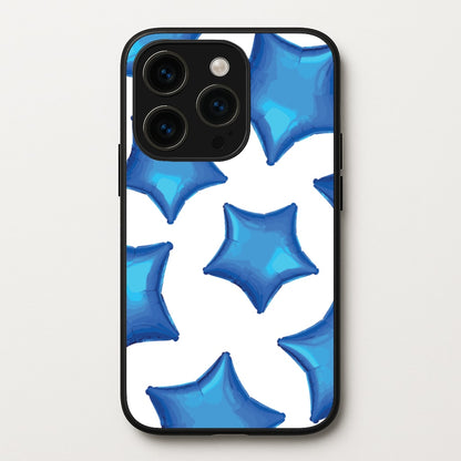 Blue Star Balloons Pattern  - Clean Girl Aesthetic Phone Case for iPhone 15 Pro