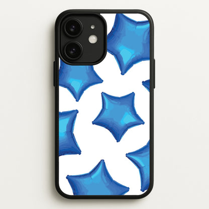 Blue Star Balloons Pattern  - Clean Girl Aesthetic Phone Case for iPhone 11