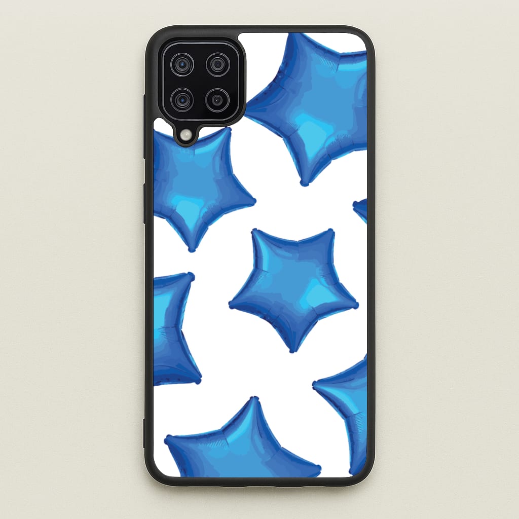 Blue Star Balloons Pattern  - Clean Girl Aesthetic Phone Case for Galaxy A12