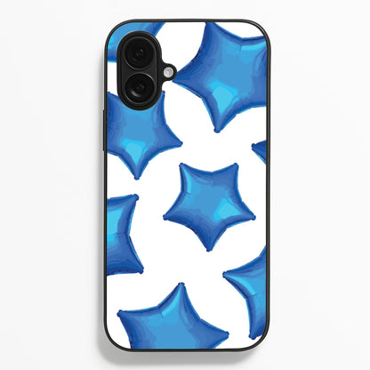 Blue Star Balloons Pattern  - Clean Girl Aesthetic Phone Case for iPhone 16 Plus