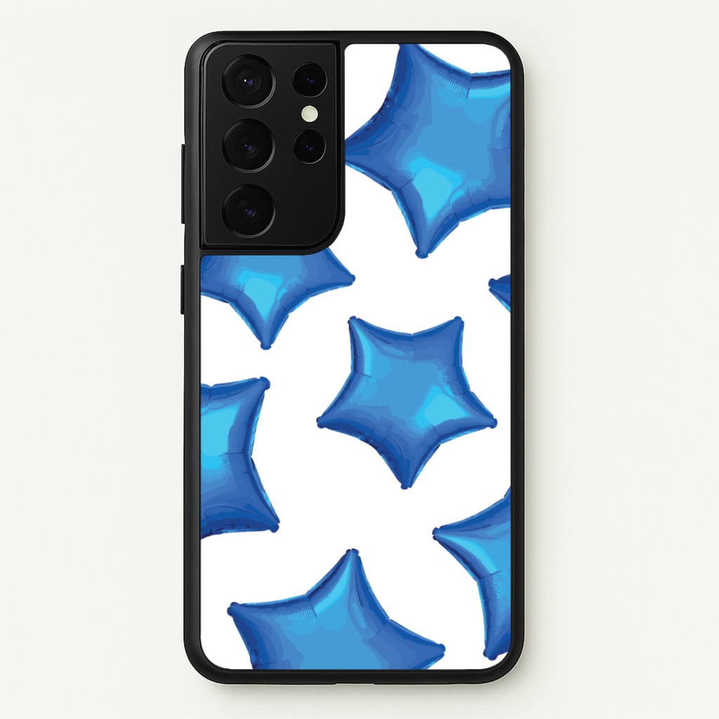 Blue Star Balloons Pattern  - Clean Girl Aesthetic Phone Case for Galaxy S21 Ultra