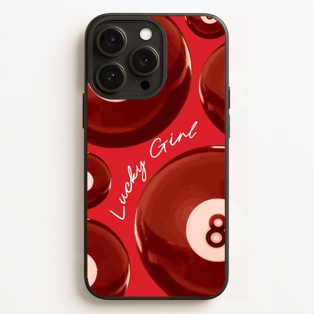 8-Ball Lucky Girl Pattern  - Clean Girl Aesthetic Phone Case for iPhone 16 Pro Max