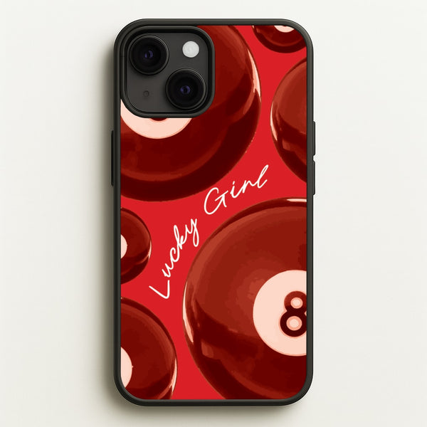 8-Ball Lucky Girl Pattern  - Clean Girl Aesthetic Phone Case for iPhone 13