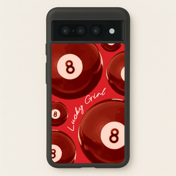 8-Ball Lucky Girl Pattern  - Clean Girl Aesthetic Phone Case for Google Pixel 7 Pro