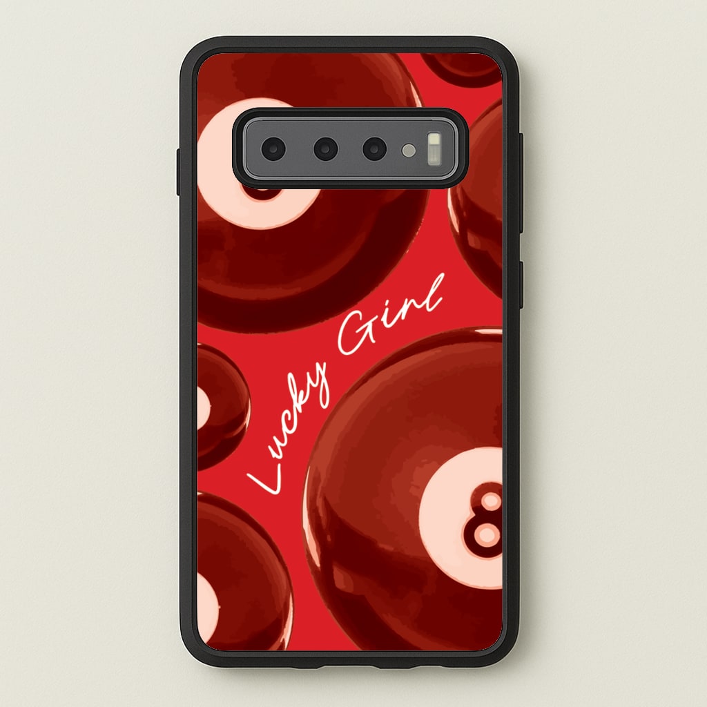 8-Ball Lucky Girl Pattern  - Clean Girl Aesthetic Phone Case for Galaxy S10