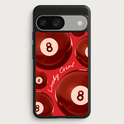8-Ball Lucky Girl Pattern  - Clean Girl Aesthetic Phone Case for Google Pixel 9 / 9 Pro