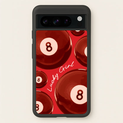 8-Ball Lucky Girl Pattern  - Clean Girl Aesthetic Phone Case for Google Pixel 8 Pro