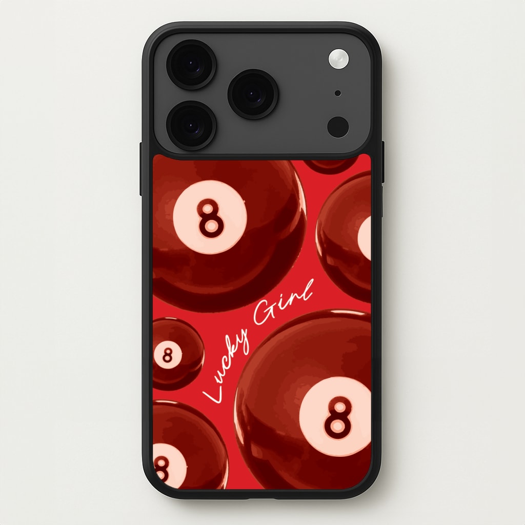 8-Ball Lucky Girl Pattern Phone Case for iPhone 17 Pro Max