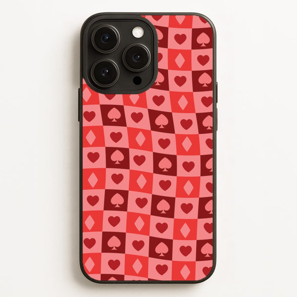 Card Suits Pattern Red  - Clean Girl Aesthetic Phone Case for iPhone 16 Pro Max
