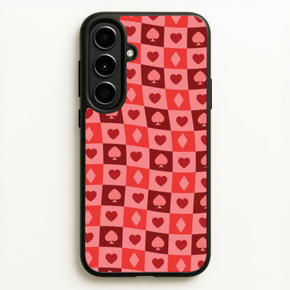 Card Suits Pattern Red  - Clean Girl Aesthetic Phone Case for Galaxy A56