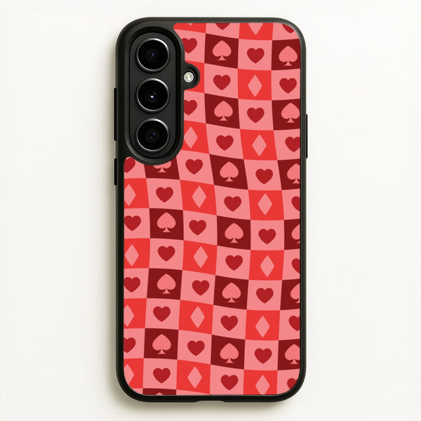 Card Suits Pattern Red  - Clean Girl Aesthetic Phone Case for Galaxy A56