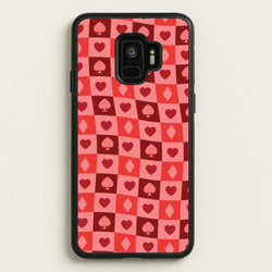 Card Suits Pattern Red  - Clean Girl Aesthetic Phone Case for Galaxy S9