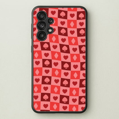 Card Suits Pattern Red  - Clean Girl Aesthetic Phone Case for Galaxy A13