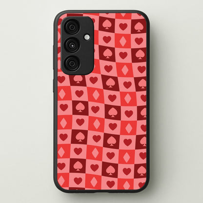 Card Suits Pattern Red  - Clean Girl Aesthetic Phone Case for Galaxy A35