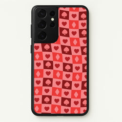 Card Suits Pattern Red  - Clean Girl Aesthetic Phone Case for Galaxy S21 Ultra
