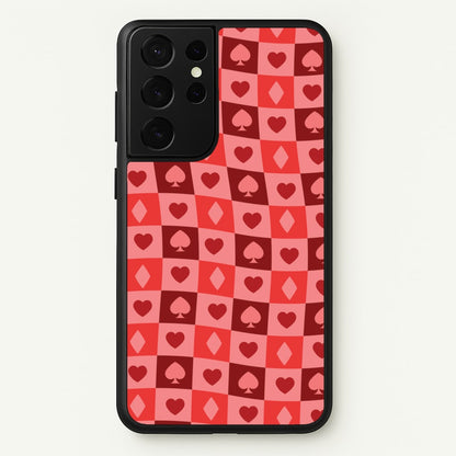 Card Suits Pattern Red  - Clean Girl Aesthetic Phone Case for Galaxy S21 Ultra