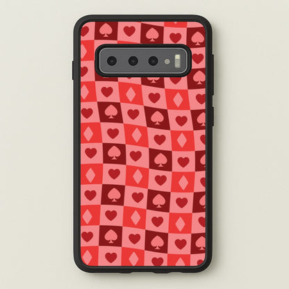 Card Suits Pattern Red  - Clean Girl Aesthetic Phone Case for Galaxy S10 Plus