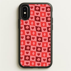 Card Suits Pattern Red  - Clean Girl Aesthetic Phone Case for iPhone X / XS