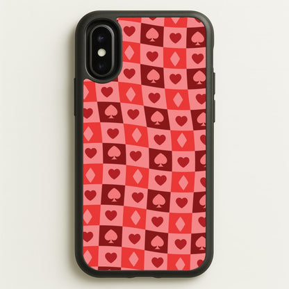 Card Suits Pattern Red  - Clean Girl Aesthetic Phone Case for iPhone X / XS
