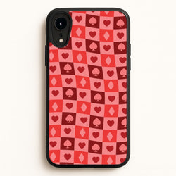 Card Suits Pattern Red  - Clean Girl Aesthetic Phone Case for iPhone XR