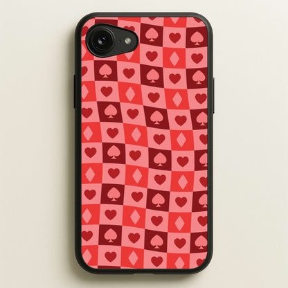 Card Suits Pattern Red  - Clean Girl Aesthetic Phone Case for iPhone 16e