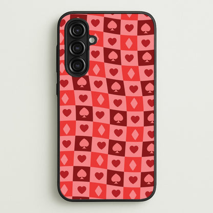 Card Suits Pattern Red  - Clean Girl Aesthetic Phone Case for Galaxy A16