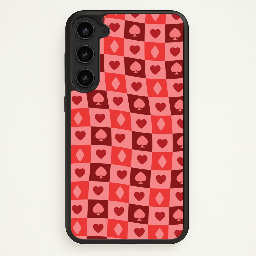 Card Suits Pattern Red  - Clean Girl Aesthetic Phone Case for Galaxy S23