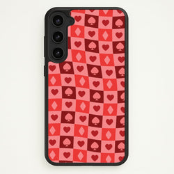 Card Suits Pattern Red  - Clean Girl Aesthetic Phone Case for Galaxy S23