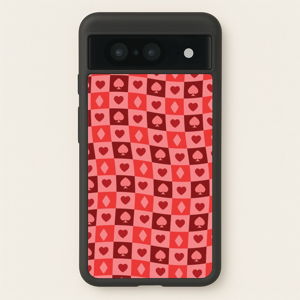 Card Suits Pattern Red  - Clean Girl Aesthetic Phone Case for Google Pixel 8