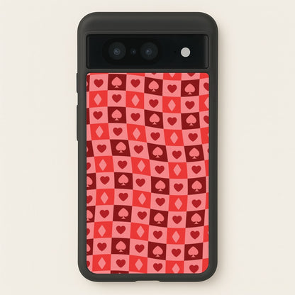 Card Suits Pattern Red  - Clean Girl Aesthetic Phone Case for Google Pixel 8