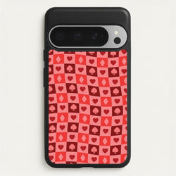 Card Suits Pattern Red  - Clean Girl Aesthetic Phone Case for Google Pixel 9 Pro XL