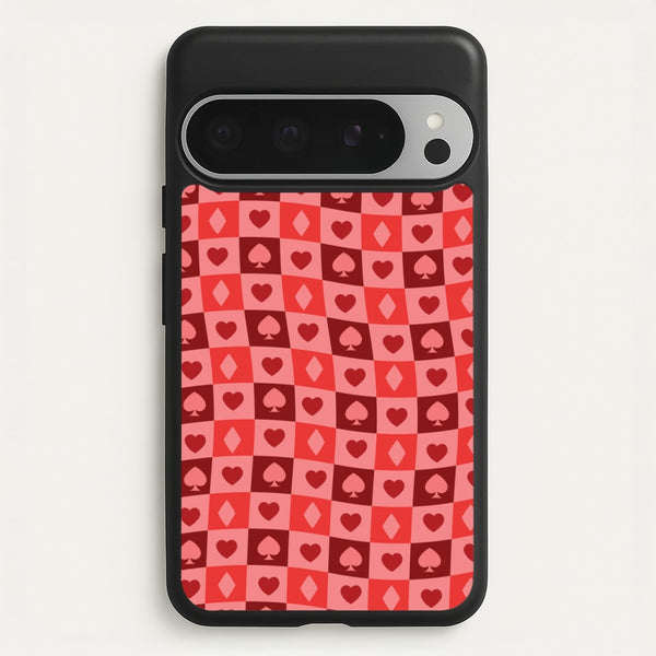 Card Suits Pattern Red  - Clean Girl Aesthetic Phone Case for Google Pixel 9 Pro XL