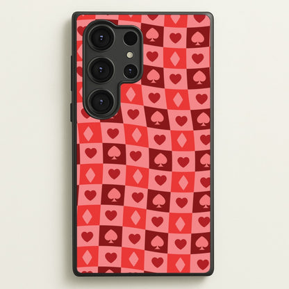 Card Suits Pattern Red  - Clean Girl Aesthetic Phone Case for Galaxy S25 Ultra