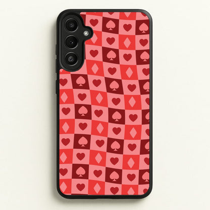 Card Suits Pattern Red  - Clean Girl Aesthetic Phone Case for Galaxy A34