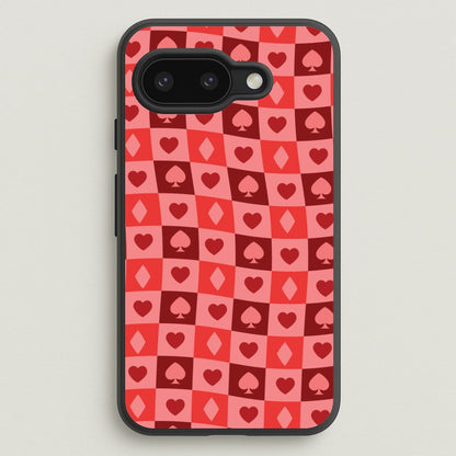 Card Suits Pattern Red  - Clean Girl Aesthetic Phone Case for Google Pixel 9a