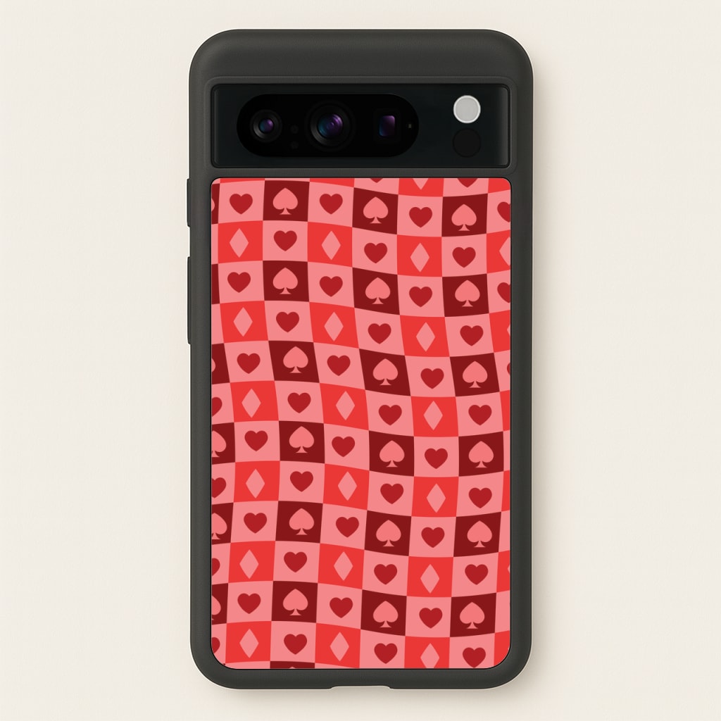 Card Suits Pattern Red  - Clean Girl Aesthetic Phone Case for Google Pixel 8 Pro