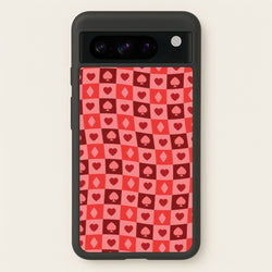 Card Suits Pattern Red  - Clean Girl Aesthetic Phone Case for Google Pixel 8 Pro