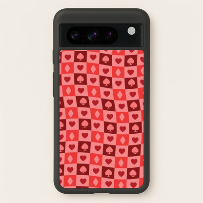 Card Suits Pattern Red  - Clean Girl Aesthetic Phone Case for Google Pixel 8 Pro