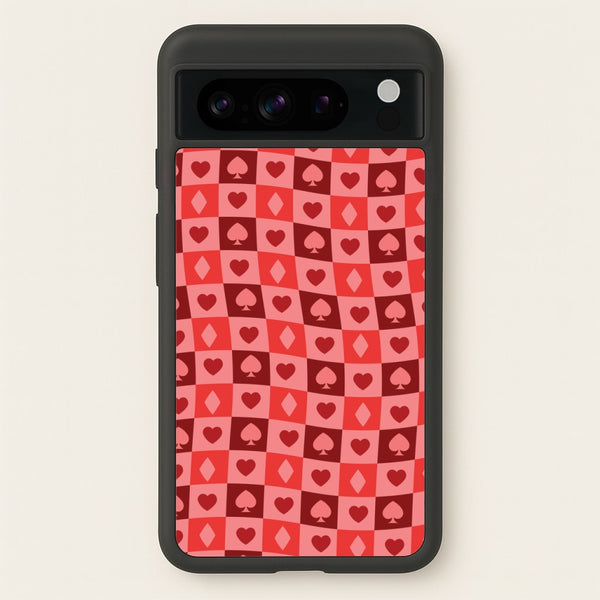 Card Suits Pattern Red  - Clean Girl Aesthetic Phone Case for Google Pixel 8 Pro