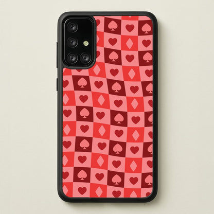 Card Suits Pattern Red  - Clean Girl Aesthetic Phone Case for Galaxy A71