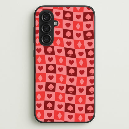 Card Suits Pattern Red  - Clean Girl Aesthetic Phone Case for Galaxy S23FE