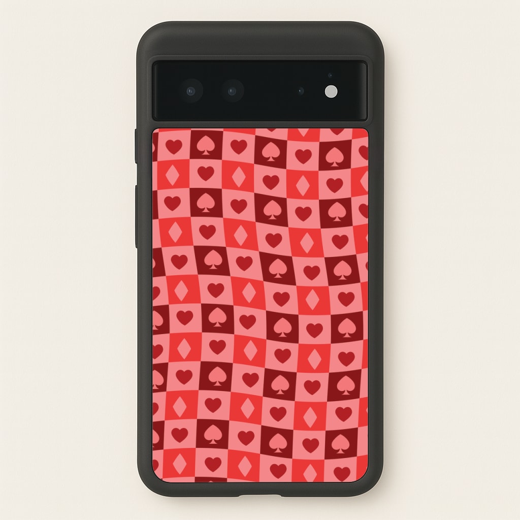 Card Suits Pattern Red  - Clean Girl Aesthetic Phone Case for Google Pixel 6